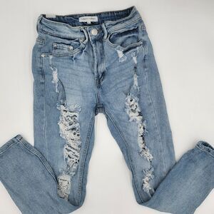 Almost Famous Size 0 Distressed Destroyed Jeans Grunge Hippy Streetwear Festival